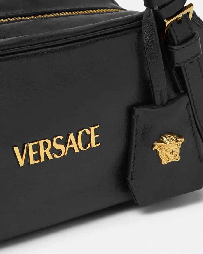 Versace Tag Bowling Shoulder Bag Blackgold WomenMen Versace Versace Tag
