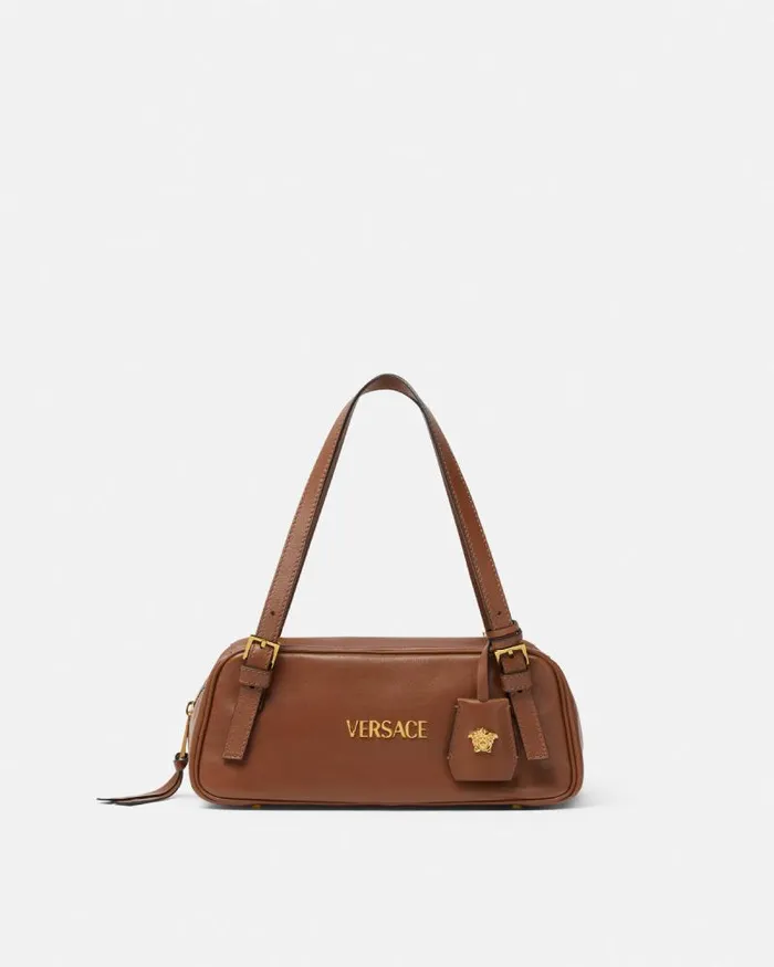 Versace Tag Bowling Shoulder Bag Brown WomenMen Versace Shoulder and Crossbody Versace Tag Bowling Shoulder Bag Brown WomenMen Versace Shoulder and Crossbody