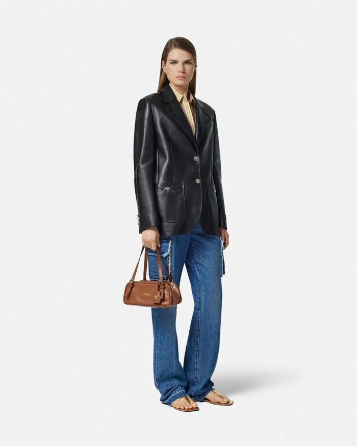 Versace Tag Bowling Shoulder Bag Brown WomenMen Versace Shoulder and Crossbody