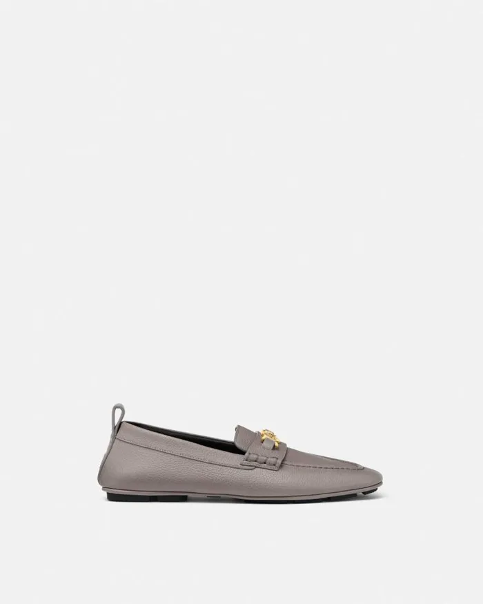 Villa Driver Shoes Gray Men Versace Loafers and Slippers