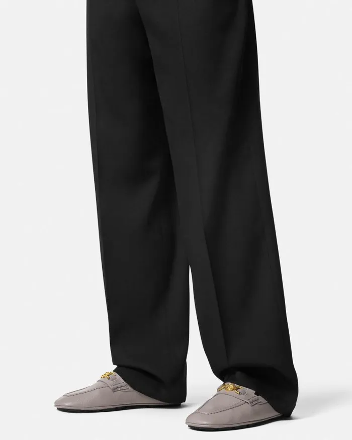 Villa Driver Shoes Gray Men Versace Loafers and Slippers