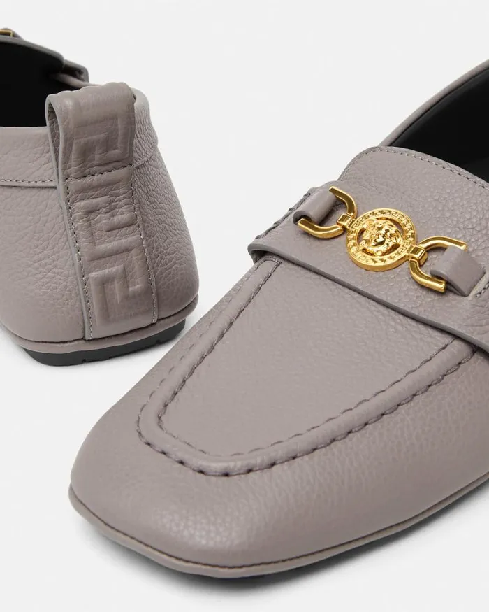 Villa Driver Shoes Gray Men Versace Loafers and Slippers