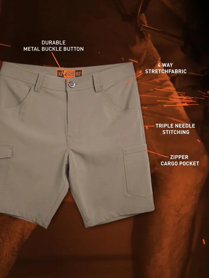 Volcom Workwear Slab Hybrid Shorts 8211 Brindle Mens Volcom Shorts