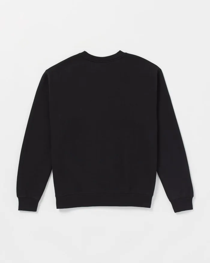 Watanite Crew Sweatshirt 8211 Black Mens Volcom Hoodies and Sweatshirts