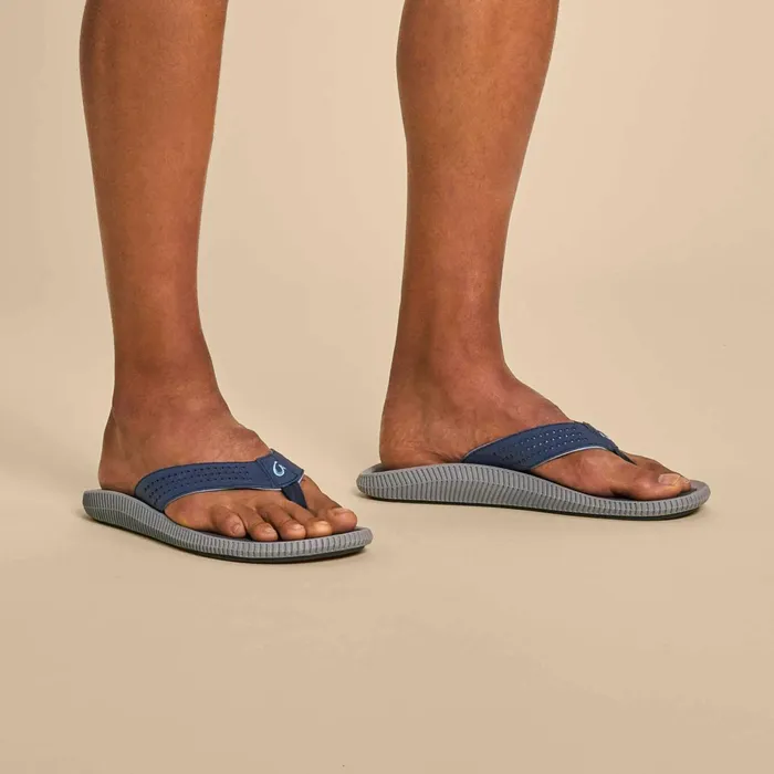 WaterFriendly Men Olukai Ulele Beach Sandals 8211 Blue Depth Charcoal