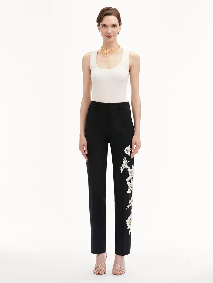 Watercolor Orchid Pant Black Women Oscar De La Renta Pants and Skirts Watercolor Orchid Pant Black Women Oscar De La Renta Pants and Skirts