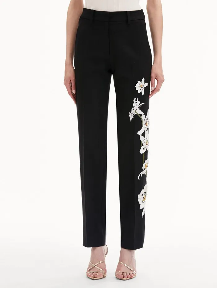 Watercolor Orchid Pant Black Women Oscar De La Renta Pants and Skirts Watercolor Orchid Pant Black Women Oscar De La Renta Pants and Skirts
