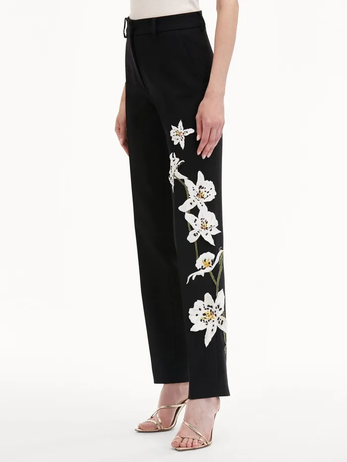 Watercolor Orchid Pant Black Women Oscar De La Renta Pants and Skirts Watercolor Orchid Pant Black Women Oscar De La Renta Pants and Skirts