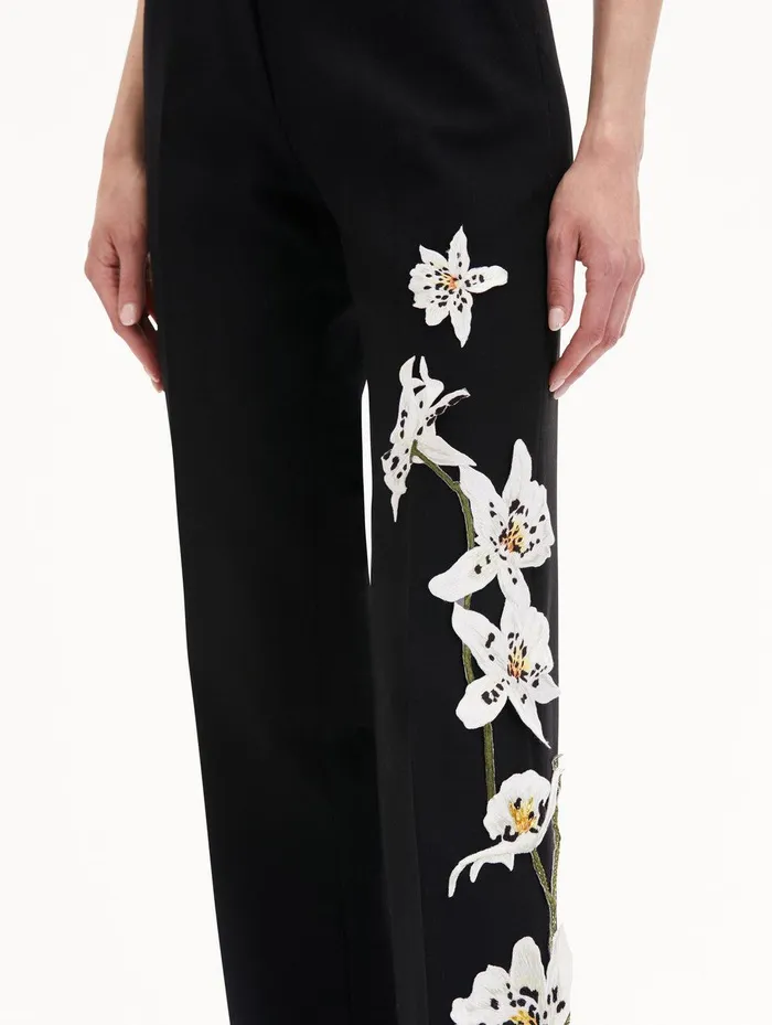 Watercolor Orchid Pant Black Women Oscar De La Renta Pants and Skirts Watercolor Orchid Pant Black Women Oscar De La Renta Pants and Skirts