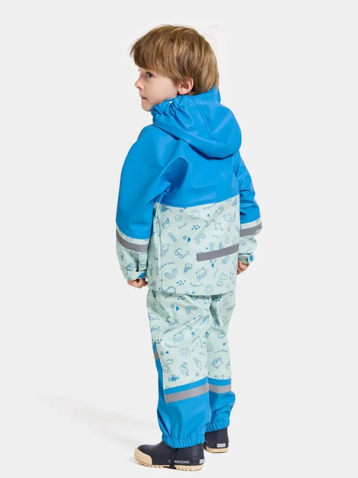 Waterman Printed Kids039 Set Galon Doodle Pale Mint Kids Didriksons Unlined Rain Set