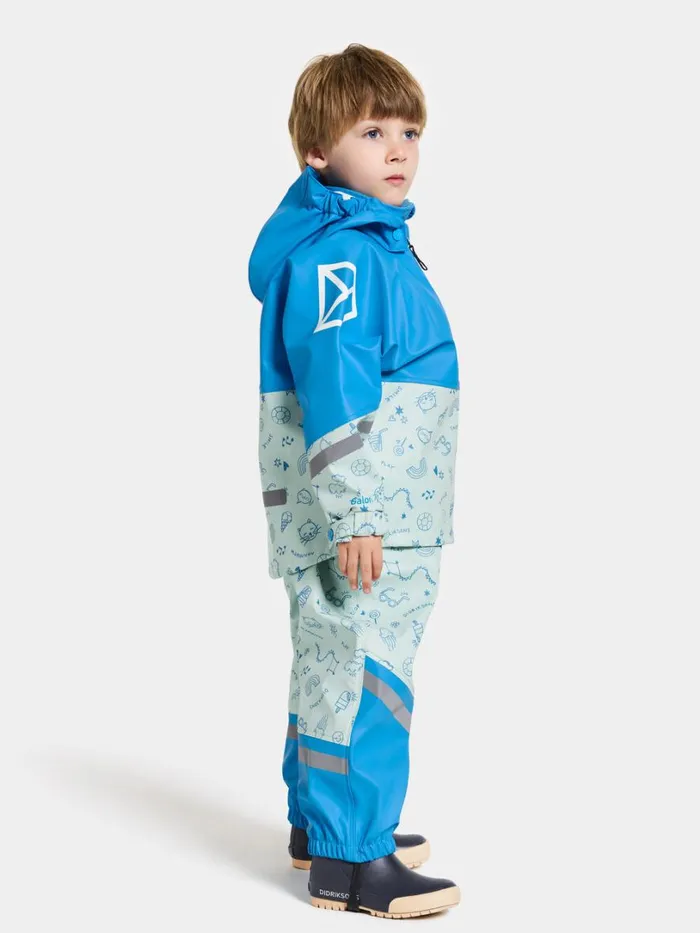 Waterman Printed Kids039 Set Galon Doodle Pale Mint Kids Didriksons Unlined Rain Set