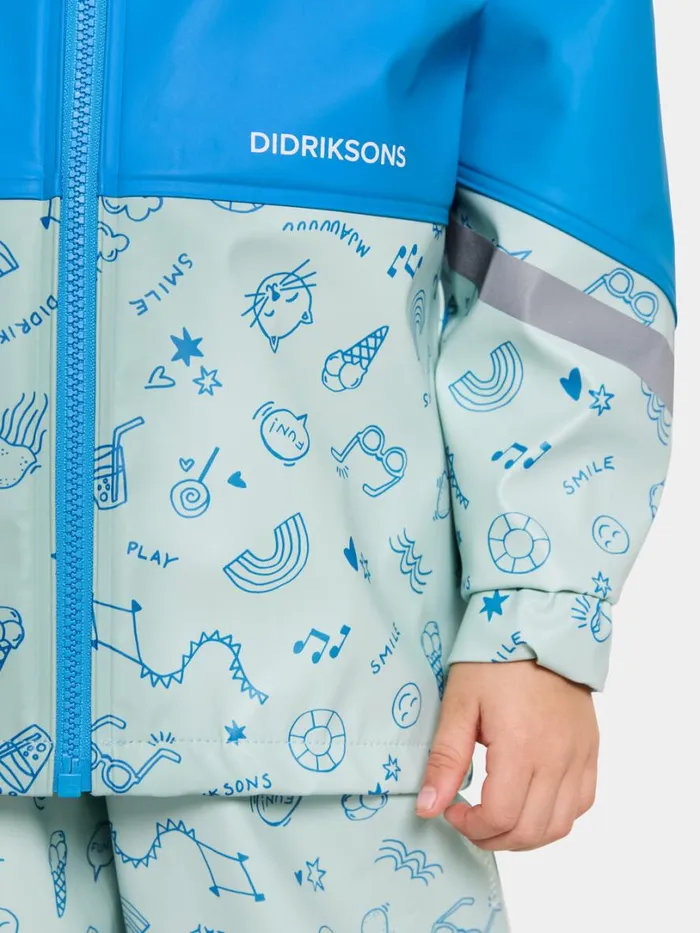 Waterman Printed Kids039 Set Galon Doodle Pale Mint Kids Didriksons Unlined Rain Set