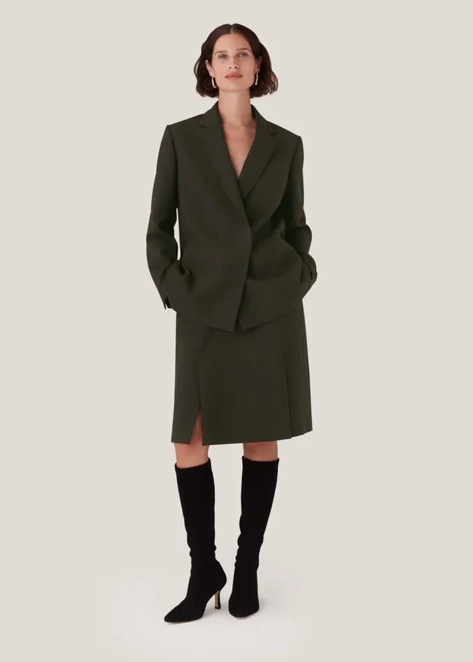Whistles Coats and Jackets Dark Green Natalie Wool Blend Blazer 8211 Women