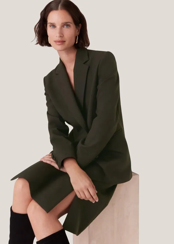 Whistles Coats and Jackets Dark Green Natalie Wool Blend Blazer 8211 Women