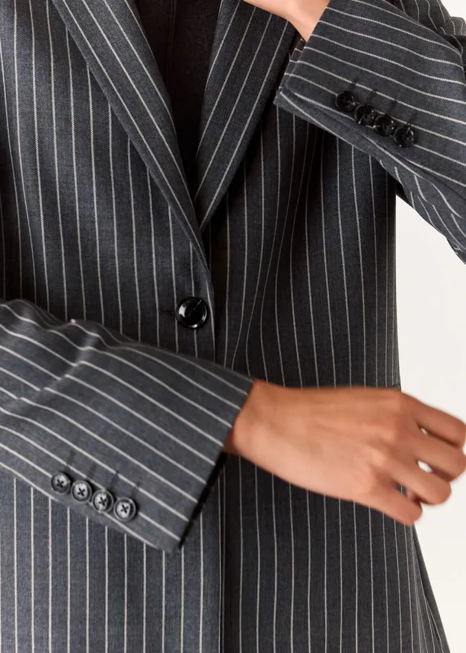 Whistles Coats and Jackets Grey Isla Pinstripe Wool Blazer 8211 Women