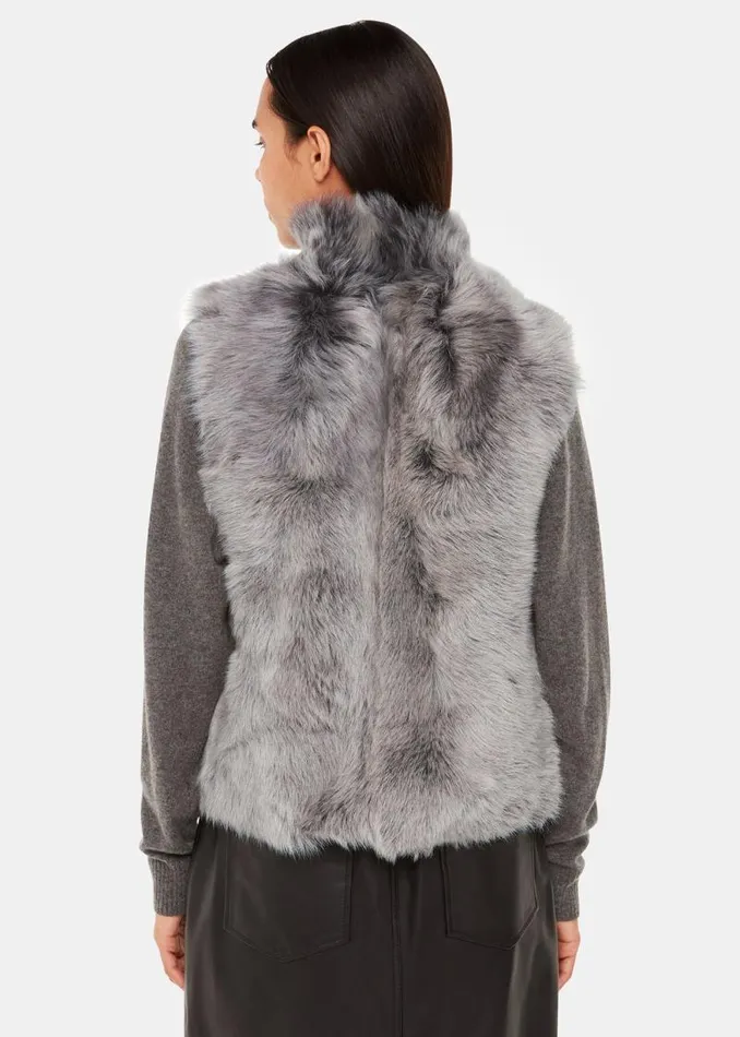 Whistles Coats and Jackets Grey Short Toscana Sheepskin Gilet 8211 Women
