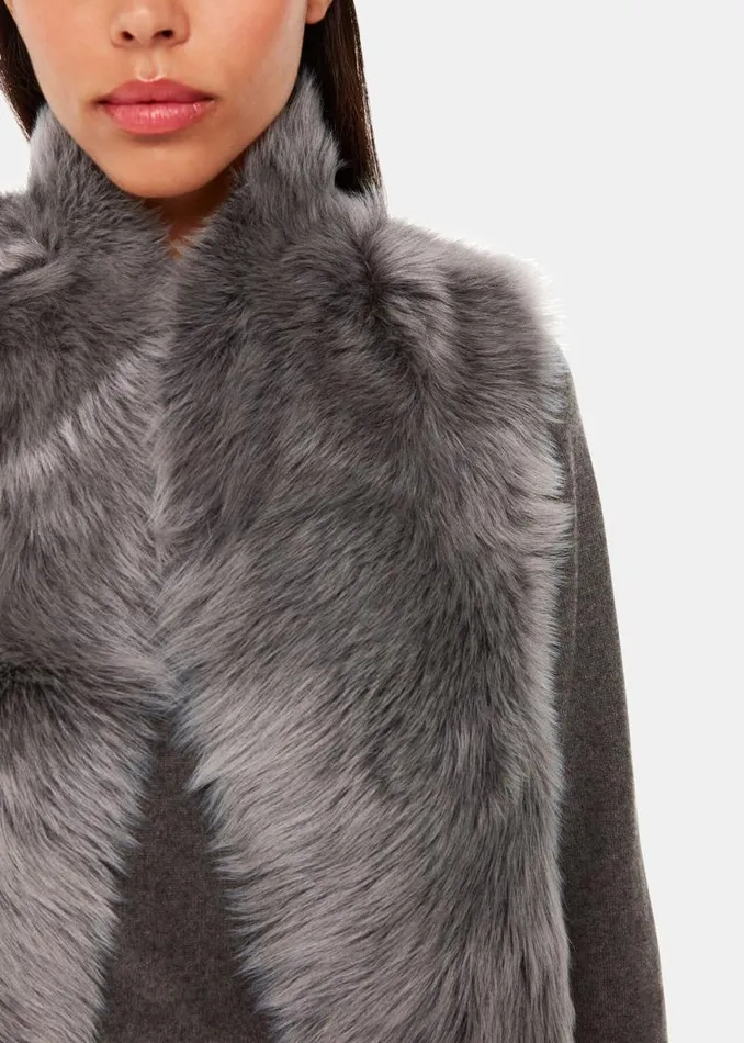 Whistles Coats and Jackets Grey Short Toscana Sheepskin Gilet 8211 Women