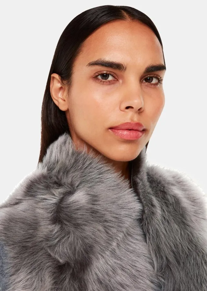 Whistles Coats and Jackets Grey Short Toscana Sheepskin Gilet 8211 Women