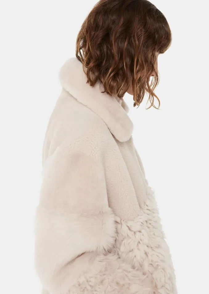 Whistles Coats and Jackets Ivory Hema Shearling Coat 8211 Women