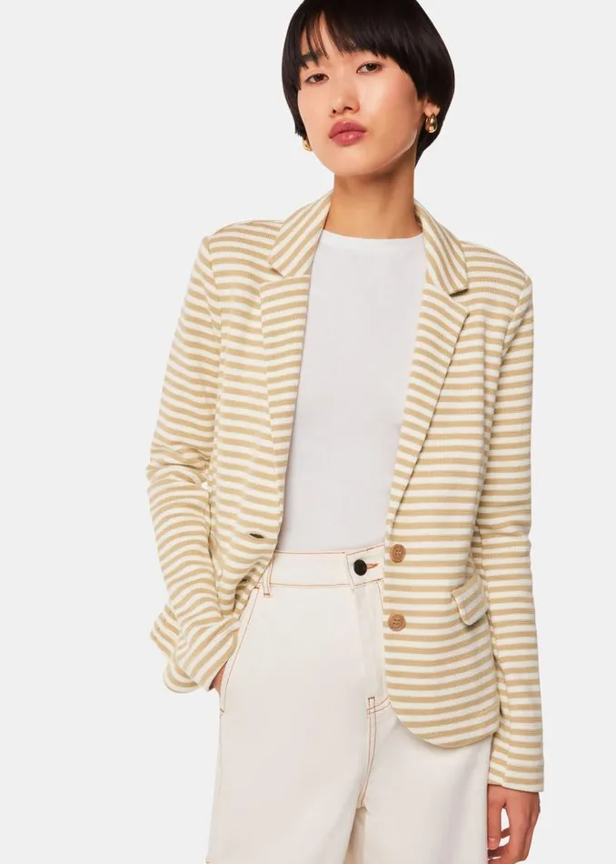 Whistles Coats and Jackets Ivory Slim Fit Jersey Jacket 8211 Women