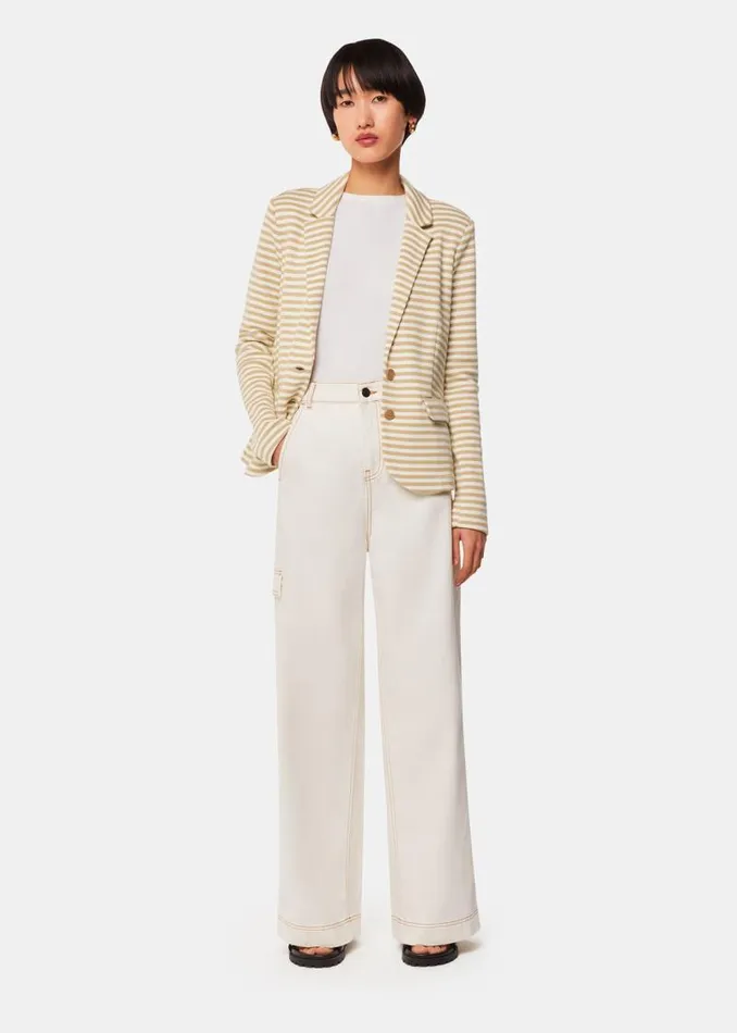 Whistles Coats and Jackets Ivory Slim Fit Jersey Jacket 8211 Women