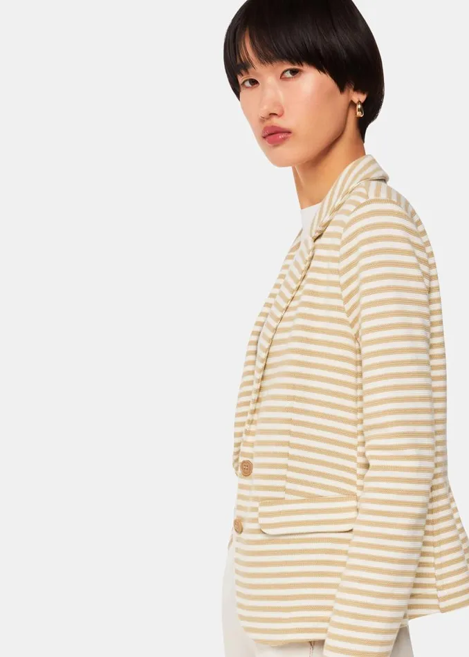 Whistles Coats and Jackets Ivory Slim Fit Jersey Jacket 8211 Women