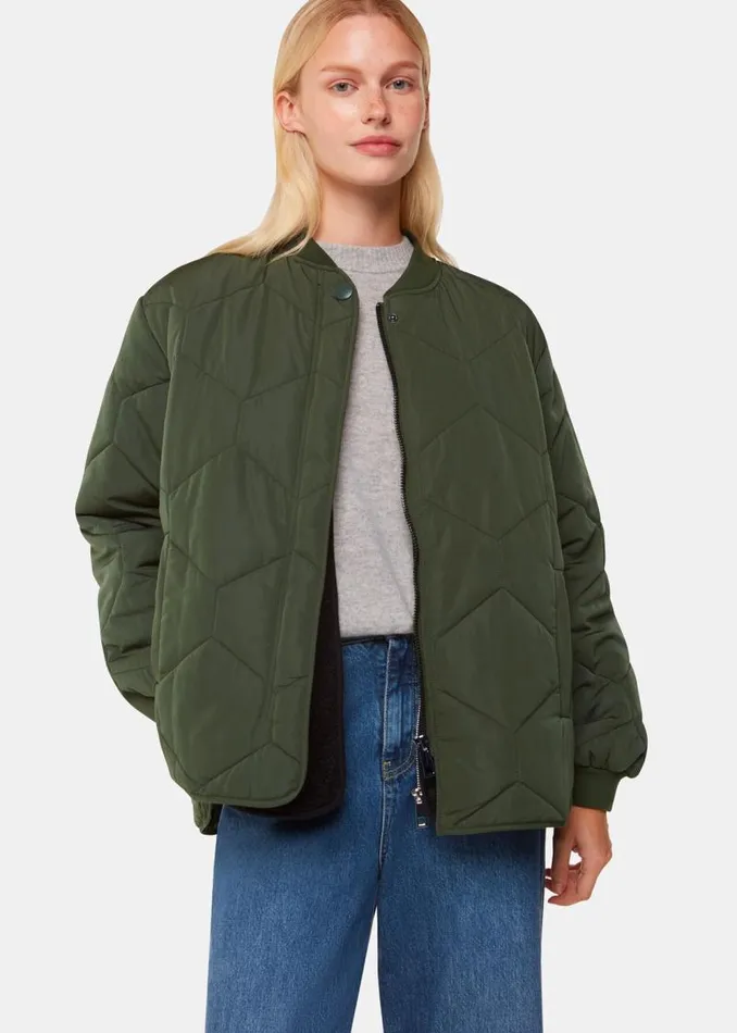 Whistles Coats and Jackets Khaki Ida Short Quilted Coat 8211 Women