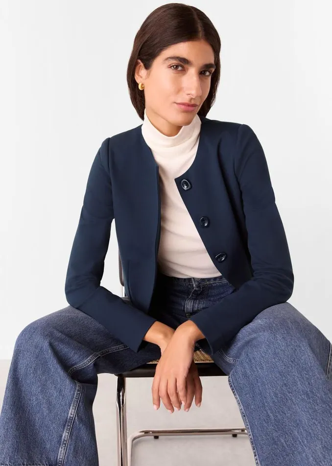 Whistles Coats and Jackets Navy Anne Ponte Button Jacket 8211 Women