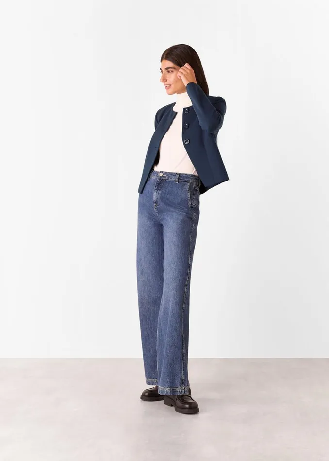 Whistles Coats and Jackets Navy Anne Ponte Button Jacket 8211 Women