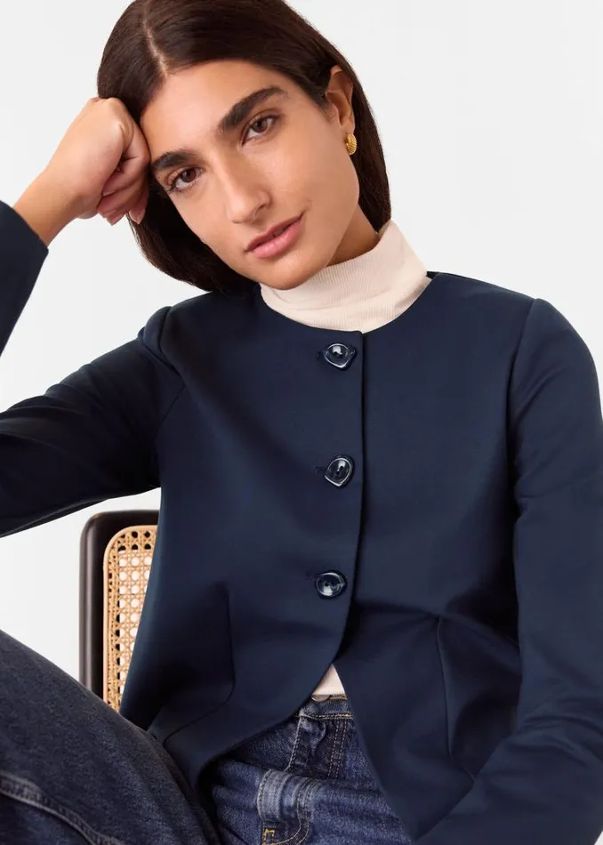 Whistles Coats and Jackets Navy Anne Ponte Button Jacket 8211 Women