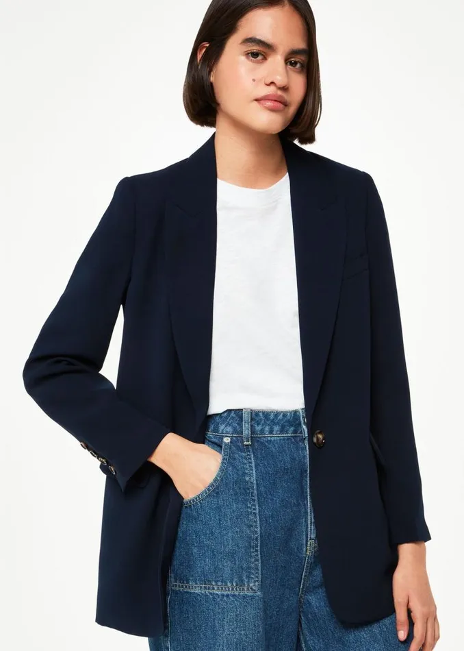 Whistles Coats and Jackets Navy Crepe Boyfriend Blazer 8211 Women