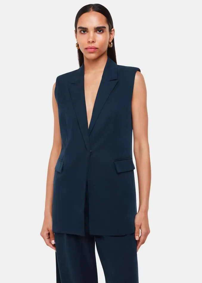 Whistles Coats and Jackets Navy Joss Sleeveless Blazer 8211 Women
