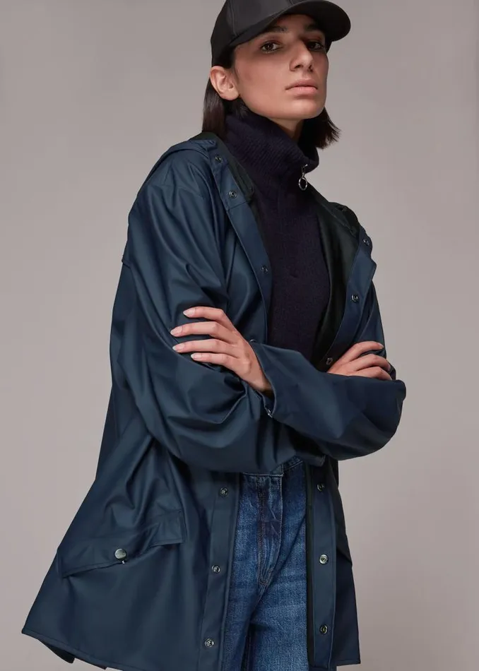 Whistles Coats and Jackets Navy Rains Hooded Jacket 8211 Women