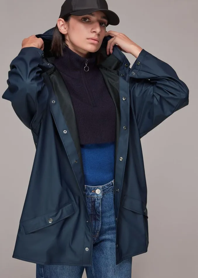Whistles Coats and Jackets Navy Rains Hooded Jacket 8211 Women