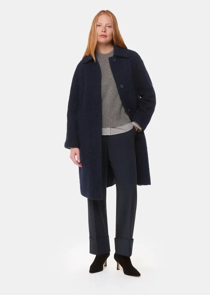 Whistles Coats and Jackets Navy Romy Boucle Coat 8211 Women