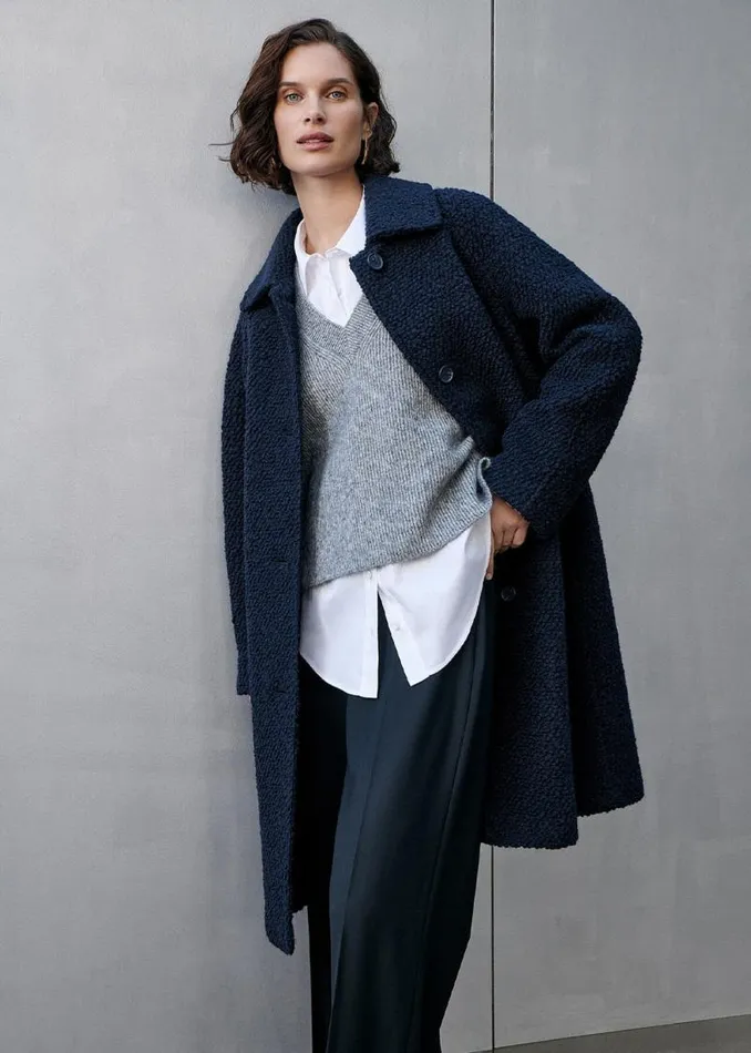 Whistles Coats and Jackets Navy Romy Boucle Coat 8211 Women
