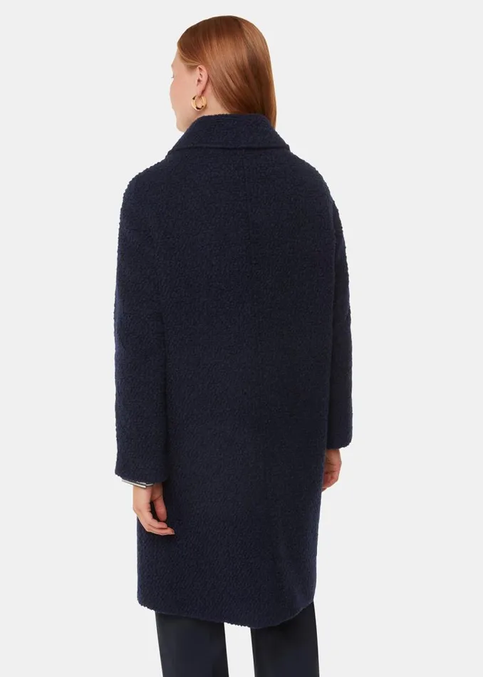 Whistles Coats and Jackets Navy Romy Boucle Coat 8211 Women