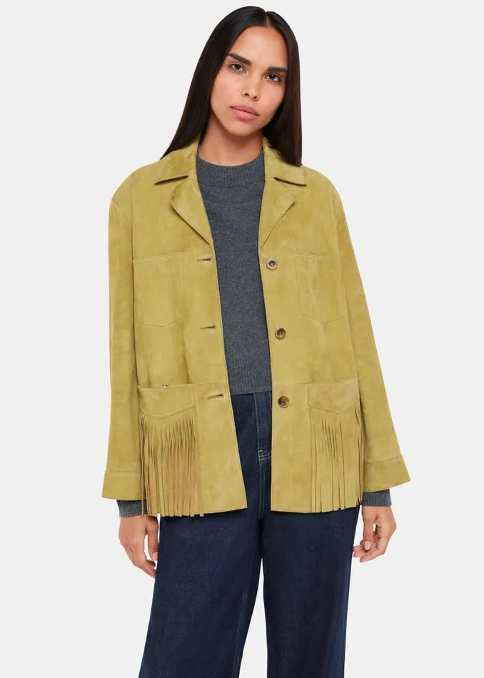 Whistles Coats and Jackets Neutral Lani Tassel Suede Jacket 8211 Women