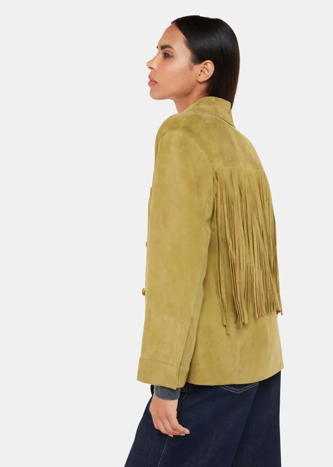 Whistles Coats and Jackets Neutral Lani Tassel Suede Jacket 8211 Women