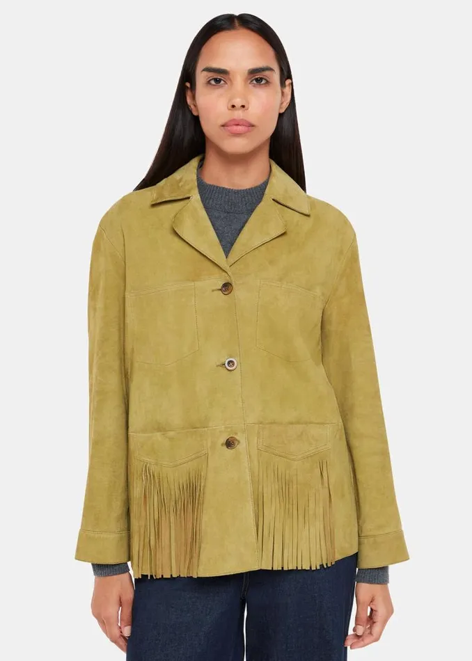 Whistles Coats and Jackets Neutral Lani Tassel Suede Jacket 8211 Women