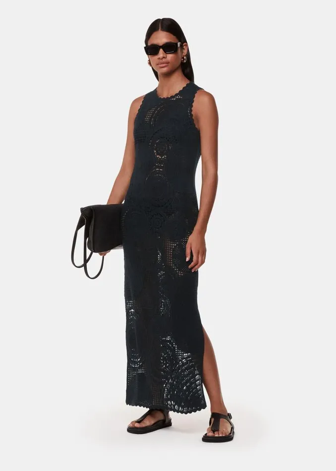 Whistles Dresses Black Crochet Circle Maxi Dress 8211 Women