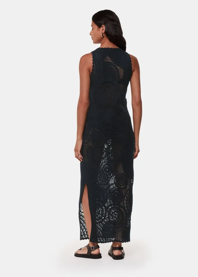 Whistles Dresses Black Crochet Circle Maxi Dress 8211 Women