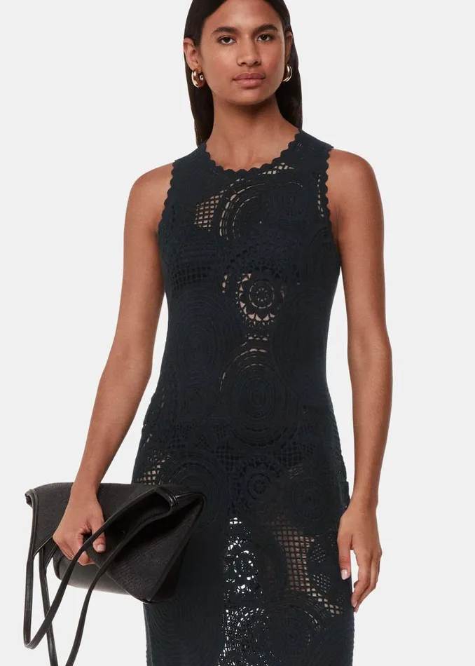 Whistles Dresses Black Crochet Circle Maxi Dress 8211 Women