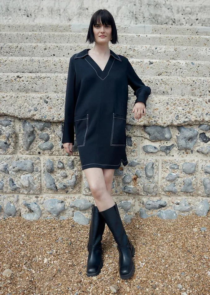 Whistles Dresses Black Topstitch Detail Shirt Dress 8211 Women