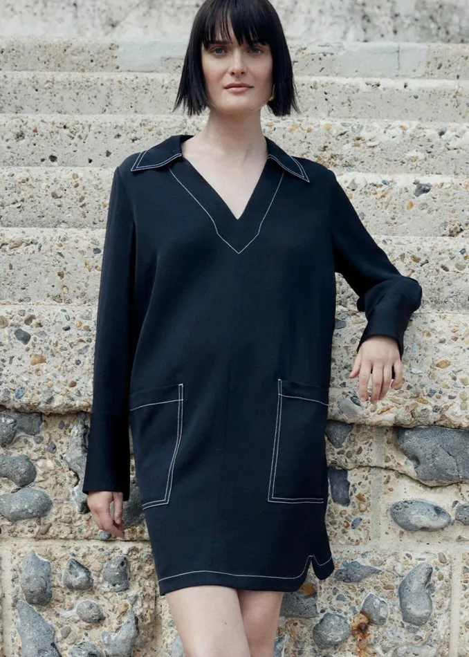 Whistles Dresses Black Topstitch Detail Shirt Dress 8211 Women