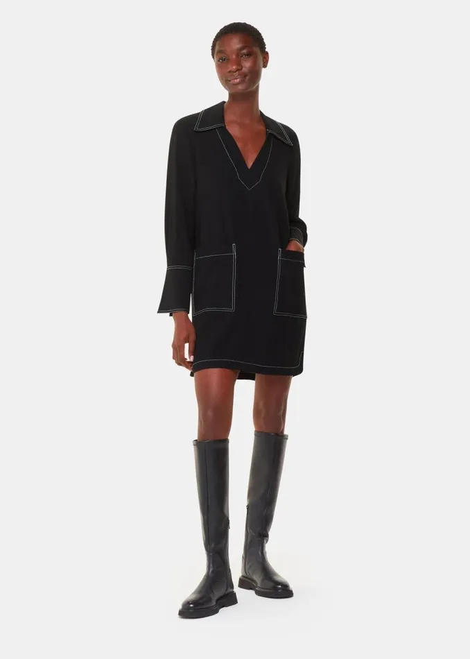 Whistles Dresses Black Topstitch Detail Shirt Dress 8211 Women