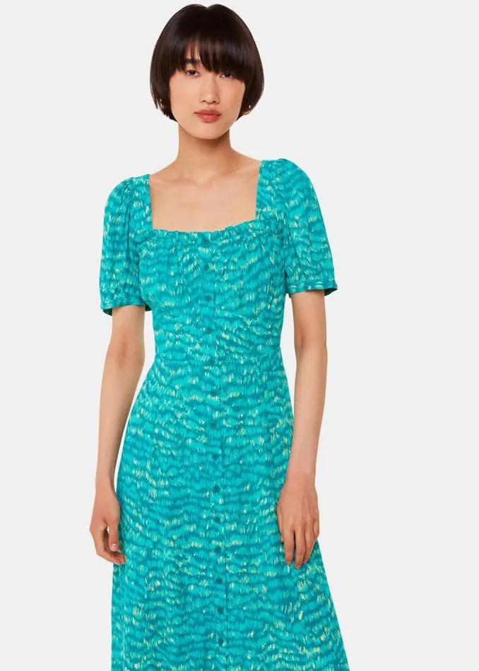 Whistles Dresses Green Sketched Grass Midi Dress 8211 Women