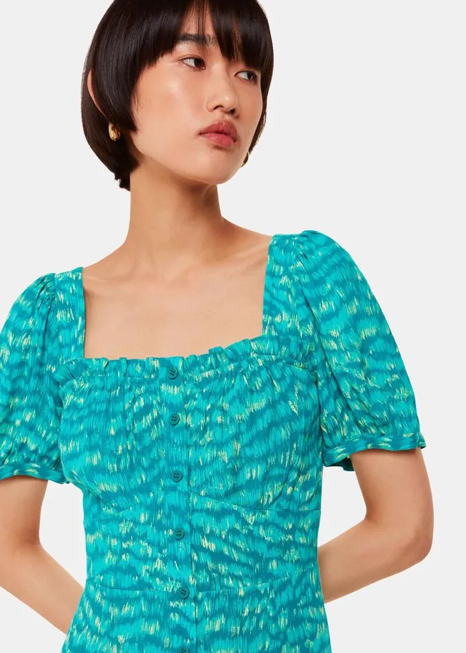 Whistles Dresses Green Sketched Grass Midi Dress 8211 Women