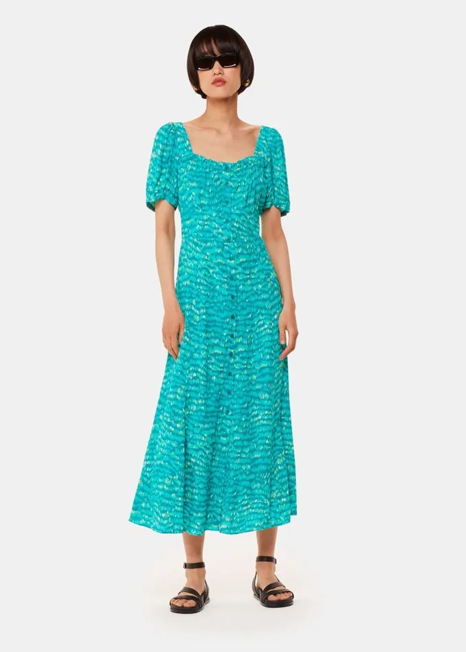 Whistles Dresses Green Sketched Grass Midi Dress 8211 Women