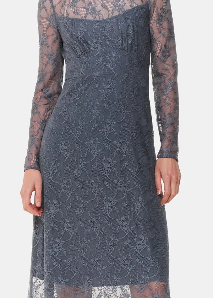 Whistles Dresses Grey Fay Lace Long Sleeve Dress 8211 Women